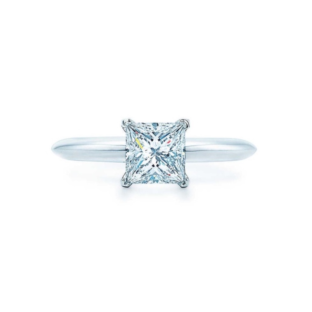 2Ct Princess Cut Solitaire Silver Ring VVS1 Lab Diamond